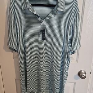 Men's Striped Polo Shirt - Green, Mint Green